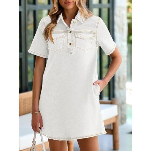 Short Sleeve Denim Dress - Picture 3 of 7